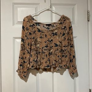 pink blouse with flower pattern